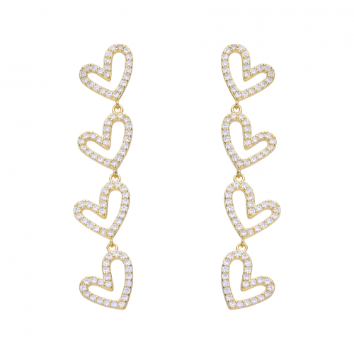Aretes de corazón Oro Amarillo