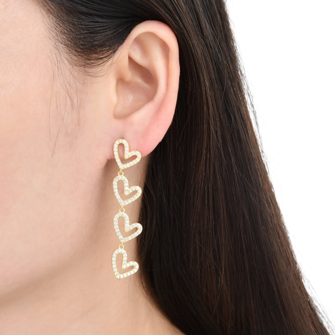 Aretes de corazón Oro Amarillo